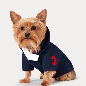 Ralph Lauren Big Pony Navy Fleece Dog Hoodie NWT Small
